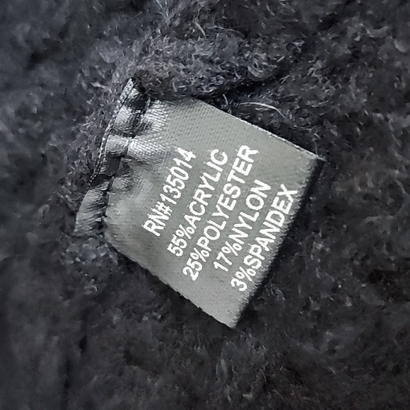 NEW! Janice Apparel Chunky Open Knit Pocket Front Cardigan Black One Size - Picture 6 of 8